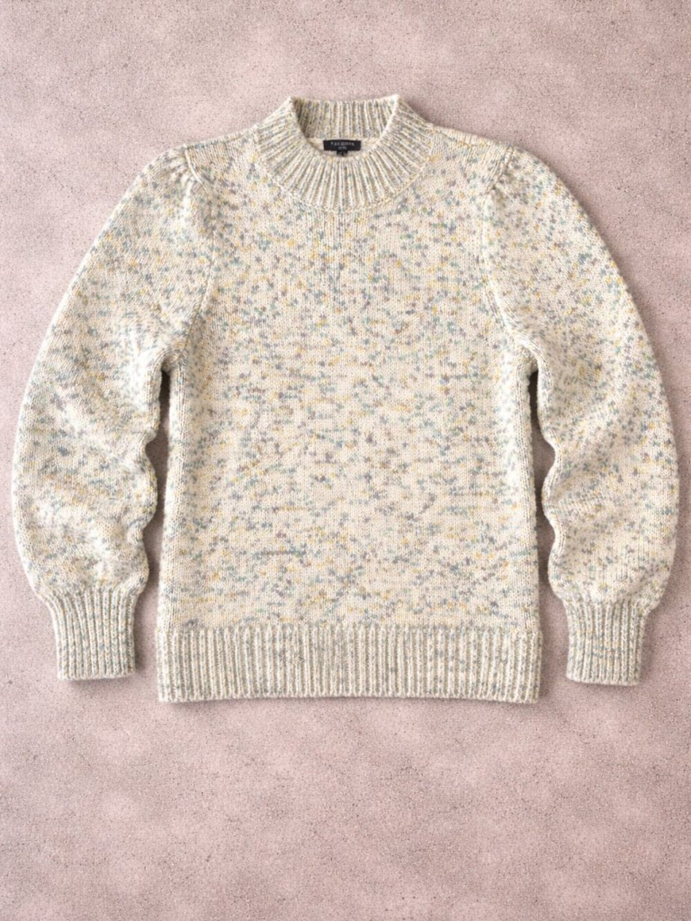 Pastel Speckled Small Petite Knit Mock Neck Sweater Cottagecore Cozy